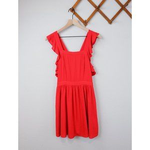 Altar'd State Womens Red Linen Blend Ruffle Pinafore Style Dress, size med